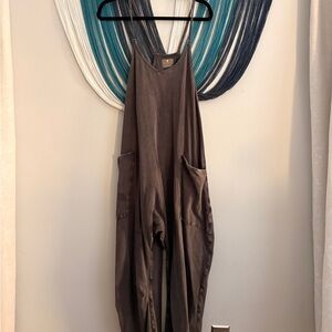 Free people washed black hot shot onesie with Pockets